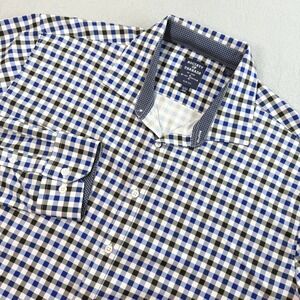 Society of Threads Men's Blue Gingham No Iron Button Down Sz XXL